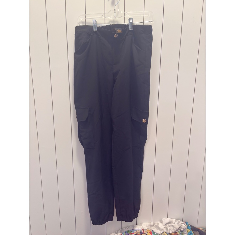 IMAN Cargo Pants Womens Medium Black Elastic Jogger Techwear Streetwear